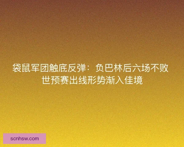 袋鼠军团触底反弹：负巴林后六场不败 世预赛出线形势渐入佳境